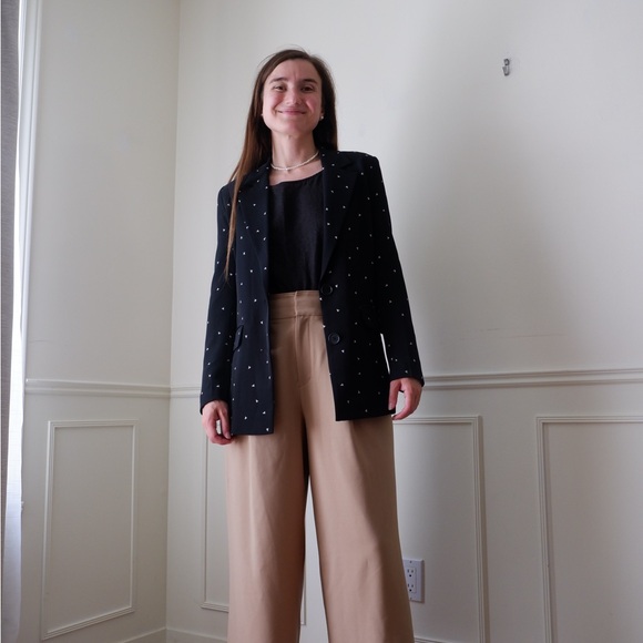 Inwear Black Patterned Women's Blazer - Classic Tailored Jacket - Picture 7 of 8